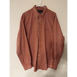 Ralph Lauren Shirt Mens XL Classic Fit Button Down Striped Orange White Pony